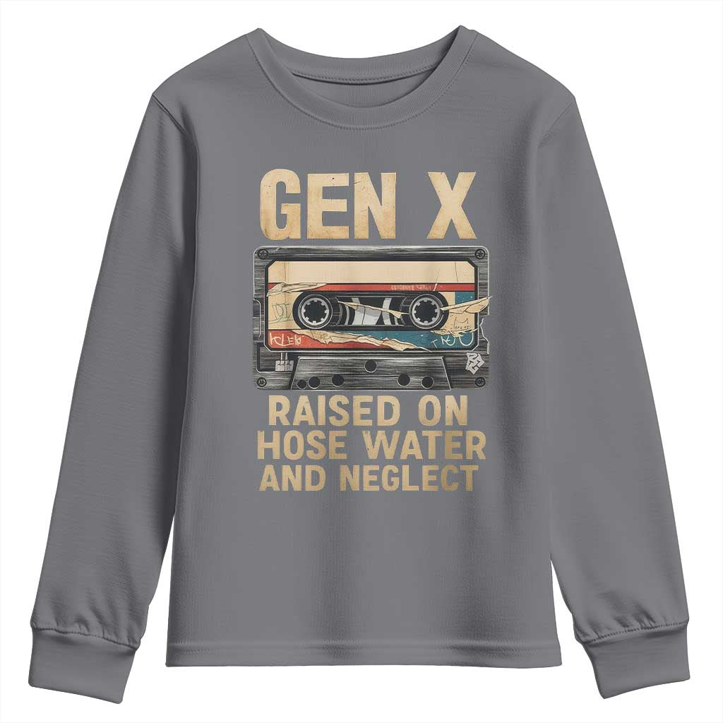 Gen X Youth Sweatshirt Vintage Cassette Tape Raised On Hose Water And Neglect Nostalgia - undefined