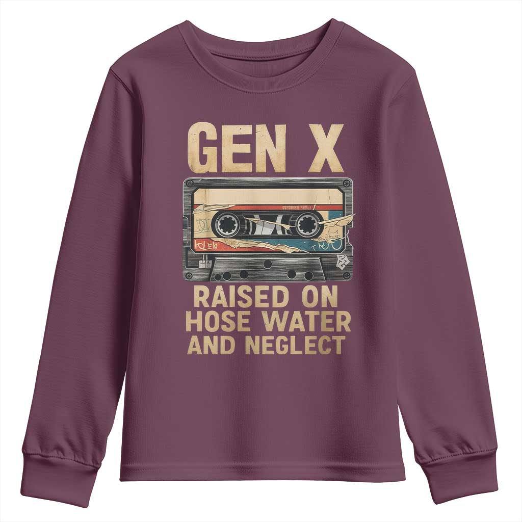 Gen X Youth Sweatshirt Vintage Cassette Tape Raised On Hose Water And Neglect Nostalgia - undefined