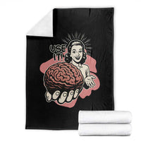 Sarcastic Vintage Throw Blanket Funny Retro 50s Use Your Brain Aesthetic - Wonder Print Shop