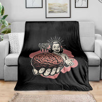 Sarcastic Vintage Throw Blanket Funny Retro 50s Use Your Brain Aesthetic - Wonder Print Shop