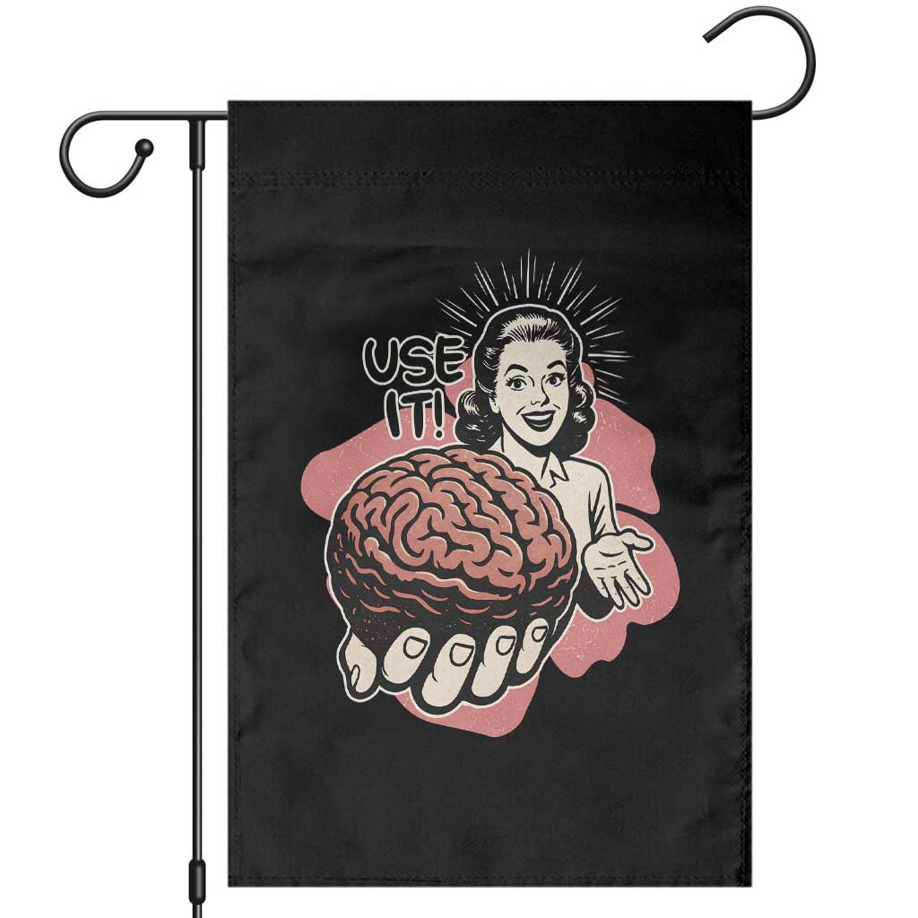 Sarcastic Vintage Garden Flag Funny Retro 50s Use Your Brain Aesthetic - Wonder Print Shop