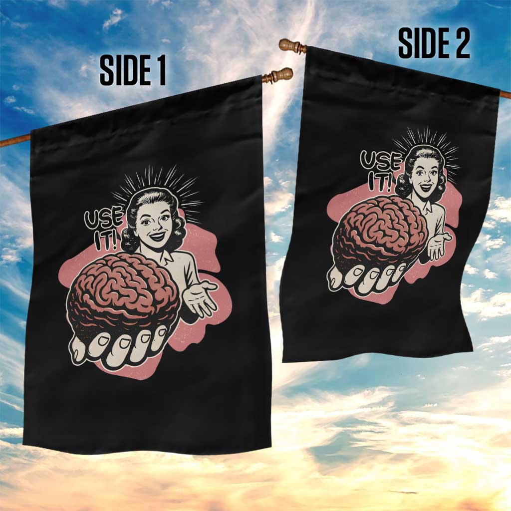 Sarcastic Vintage Garden Flag Funny Retro 50s Use Your Brain Aesthetic - Wonder Print Shop
