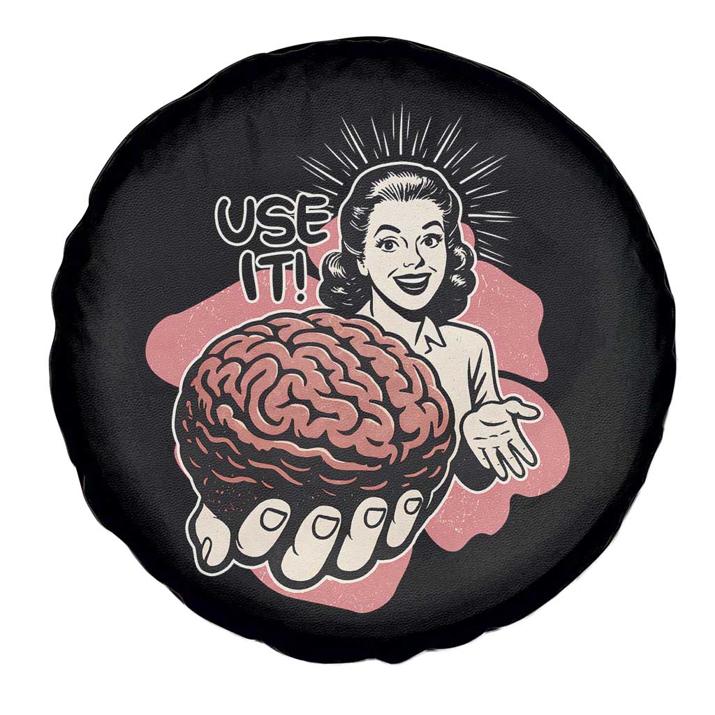 Sarcastic Vintage Spare Tire Cover Funny Retro 50s Use Your Brain Aesthetic - Wonder Print Shop