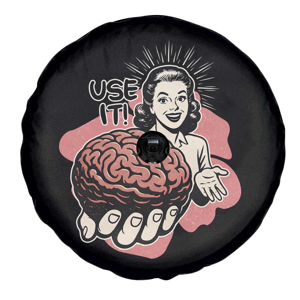 Sarcastic Vintage Spare Tire Cover Funny Retro 50s Use Your Brain Aesthetic - Wonder Print Shop