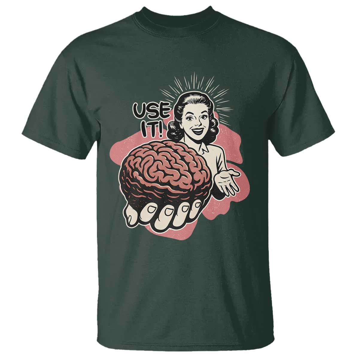 Sarcastic Vintage T Shirt Funny Retro 50s Use Your Brain Aesthetic - Wonder Print Shop