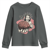 Sarcastic Vintage Youth Sweatshirt Funny Retro 50s Use Your Brain Aesthetic - Wonder Print Shop