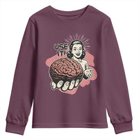 Sarcastic Vintage Youth Sweatshirt Funny Retro 50s Use Your Brain Aesthetic - Wonder Print Shop