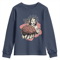 Sarcastic Vintage Youth Sweatshirt Funny Retro 50s Use Your Brain Aesthetic - Wonder Print Shop