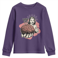Sarcastic Vintage Youth Sweatshirt Funny Retro 50s Use Your Brain Aesthetic - Wonder Print Shop