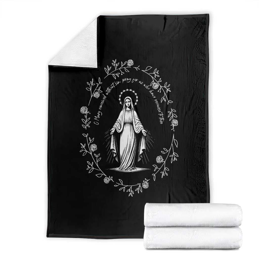 Marian Catholic Throw Blanket Virgin Mary Floral Women Religious Catholic Gift - Wonder Print Shop