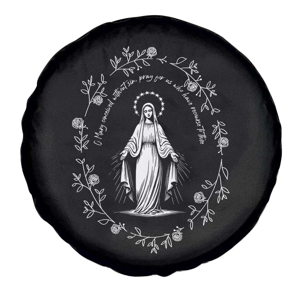 Marian Catholic Spare Tire Cover Virgin Mary Floral Women Religious Catholic Gift - Wonder Print Shop