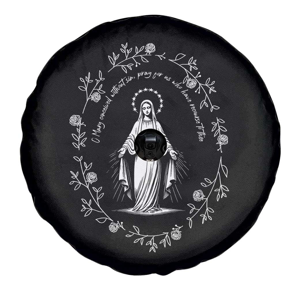 Marian Catholic Spare Tire Cover Virgin Mary Floral Women Religious Catholic Gift - Wonder Print Shop