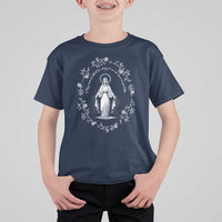 Marian Catholic T Shirt For Kid Virgin Mary Floral Women Religious Catholic Gift - Wonder Print Shop
