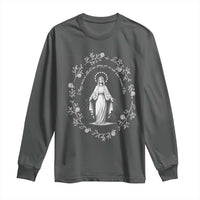 Marian Catholic Long Sleeve Shirt Virgin Mary Floral Women Religious Catholic Gift - Wonder Print Shop