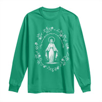 Marian Catholic Long Sleeve Shirt Virgin Mary Floral Women Religious Catholic Gift - Wonder Print Shop