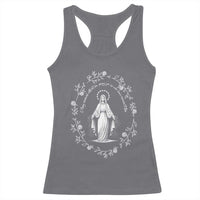 Marian Catholic Racerback Tank Top Virgin Mary Floral Women Religious Catholic Gift - Wonder Print Shop