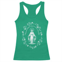 Marian Catholic Racerback Tank Top Virgin Mary Floral Women Religious Catholic Gift - Wonder Print Shop