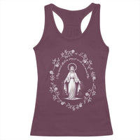 Marian Catholic Racerback Tank Top Virgin Mary Floral Women Religious Catholic Gift - Wonder Print Shop