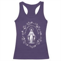 Marian Catholic Racerback Tank Top Virgin Mary Floral Women Religious Catholic Gift - Wonder Print Shop