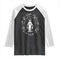 Marian Catholic Raglan Shirt Virgin Mary Floral Women Religious Catholic Gift - Wonder Print Shop