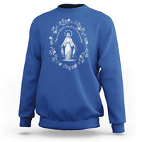 Marian Catholic Sweatshirt Virgin Mary Floral Women Religious Catholic Gift - Wonder Print Shop