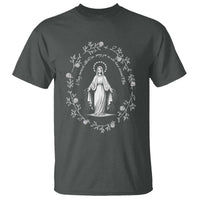 Marian Catholic T Shirt Virgin Mary Floral Women Religious Catholic Gift - Wonder Print Shop
