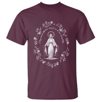 Marian Catholic T Shirt Virgin Mary Floral Women Religious Catholic Gift - Wonder Print Shop
