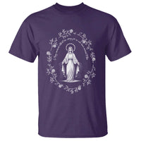Marian Catholic T Shirt Virgin Mary Floral Women Religious Catholic Gift - Wonder Print Shop