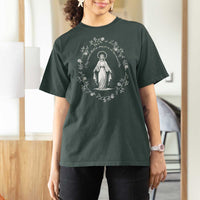Marian Catholic T Shirt For Women Virgin Mary Floral Women Religious Catholic Gift - Wonder Print Shop