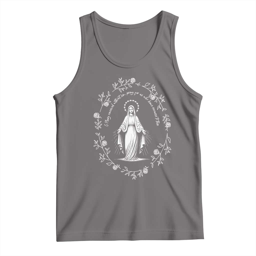 Marian Catholic Tank Top Virgin Mary Floral Women Religious Catholic Gift - Wonder Print Shop