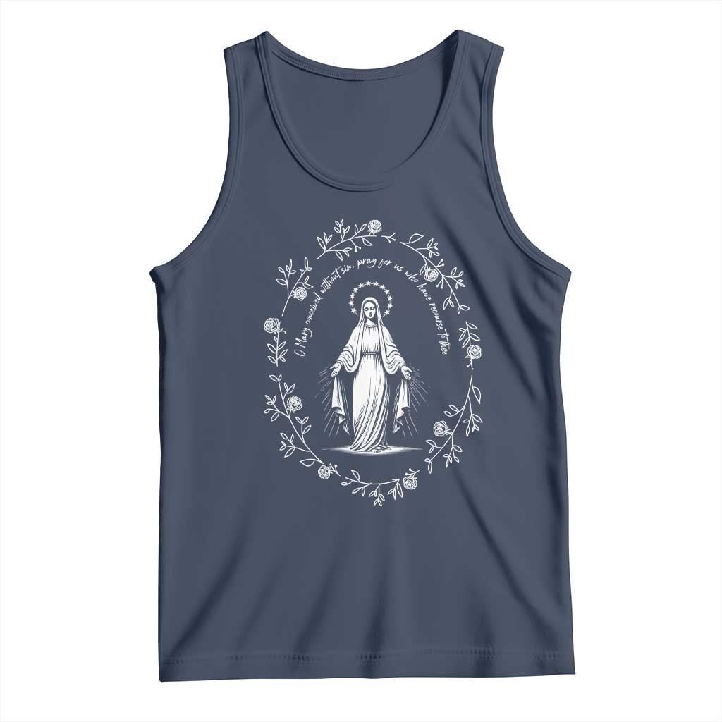 Marian Catholic Tank Top Virgin Mary Floral Women Religious Catholic Gift - Wonder Print Shop