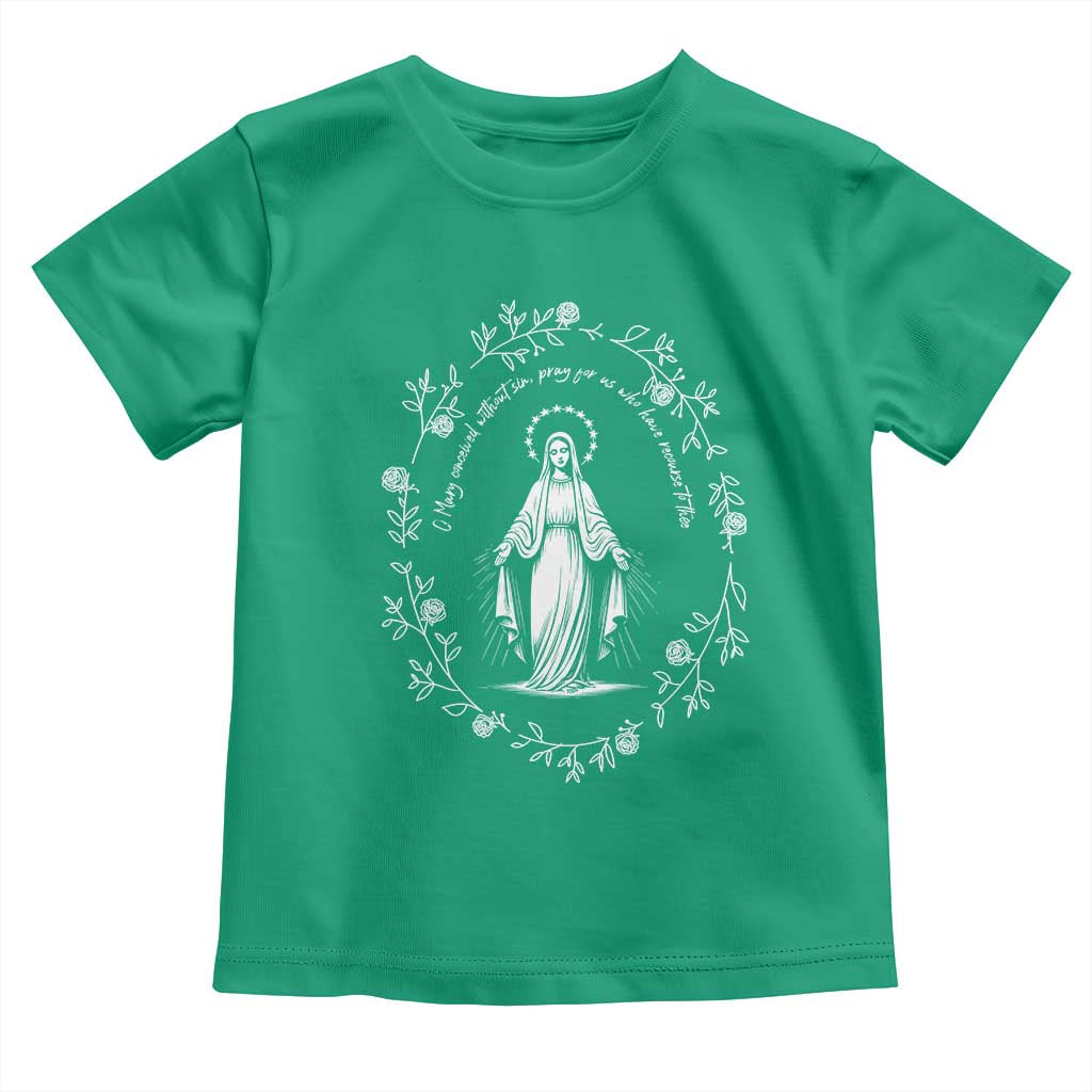 Marian Catholic Toddler T Shirt Virgin Mary Floral Women Religious Catholic Gift - Wonder Print Shop