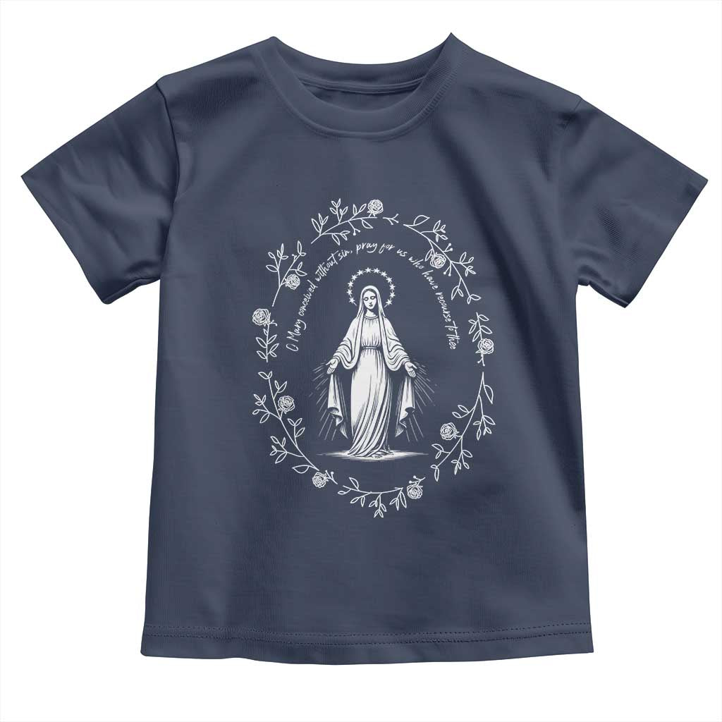 Marian Catholic Toddler T Shirt Virgin Mary Floral Women Religious Catholic Gift - Wonder Print Shop