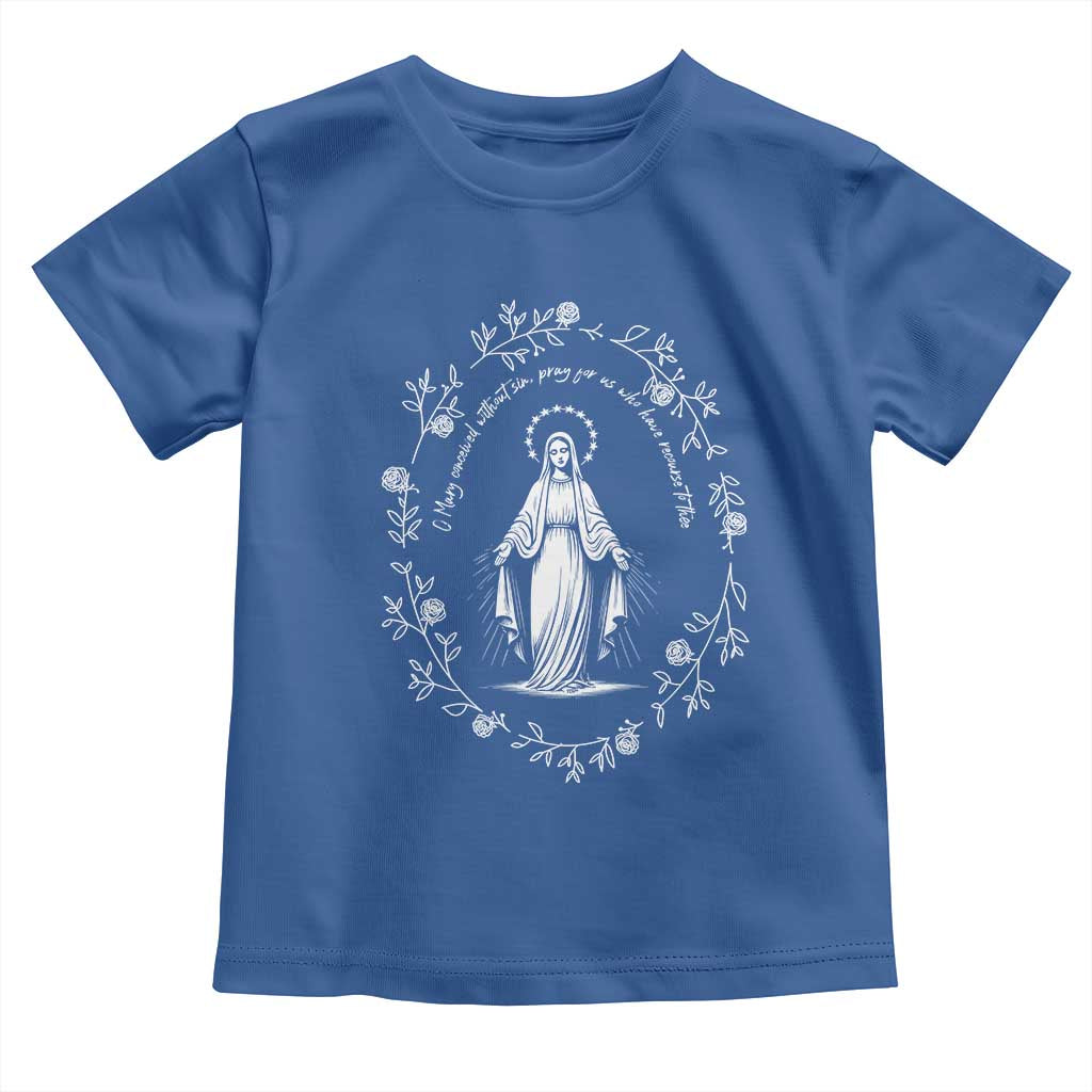 Marian Catholic Toddler T Shirt Virgin Mary Floral Women Religious Catholic Gift - Wonder Print Shop