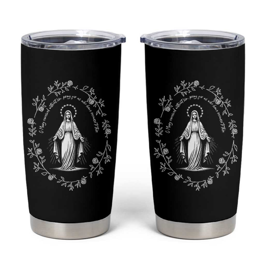 Marian Catholic Tumbler Cup Virgin Mary Floral Women Religious Catholic Gift - Wonder Print Shop