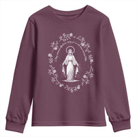 Marian Catholic Youth Sweatshirt Virgin Mary Floral Women Religious Catholic Gift - Wonder Print Shop