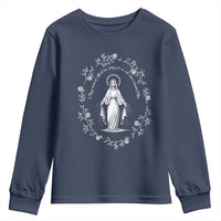 Marian Catholic Youth Sweatshirt Virgin Mary Floral Women Religious Catholic Gift - Wonder Print Shop