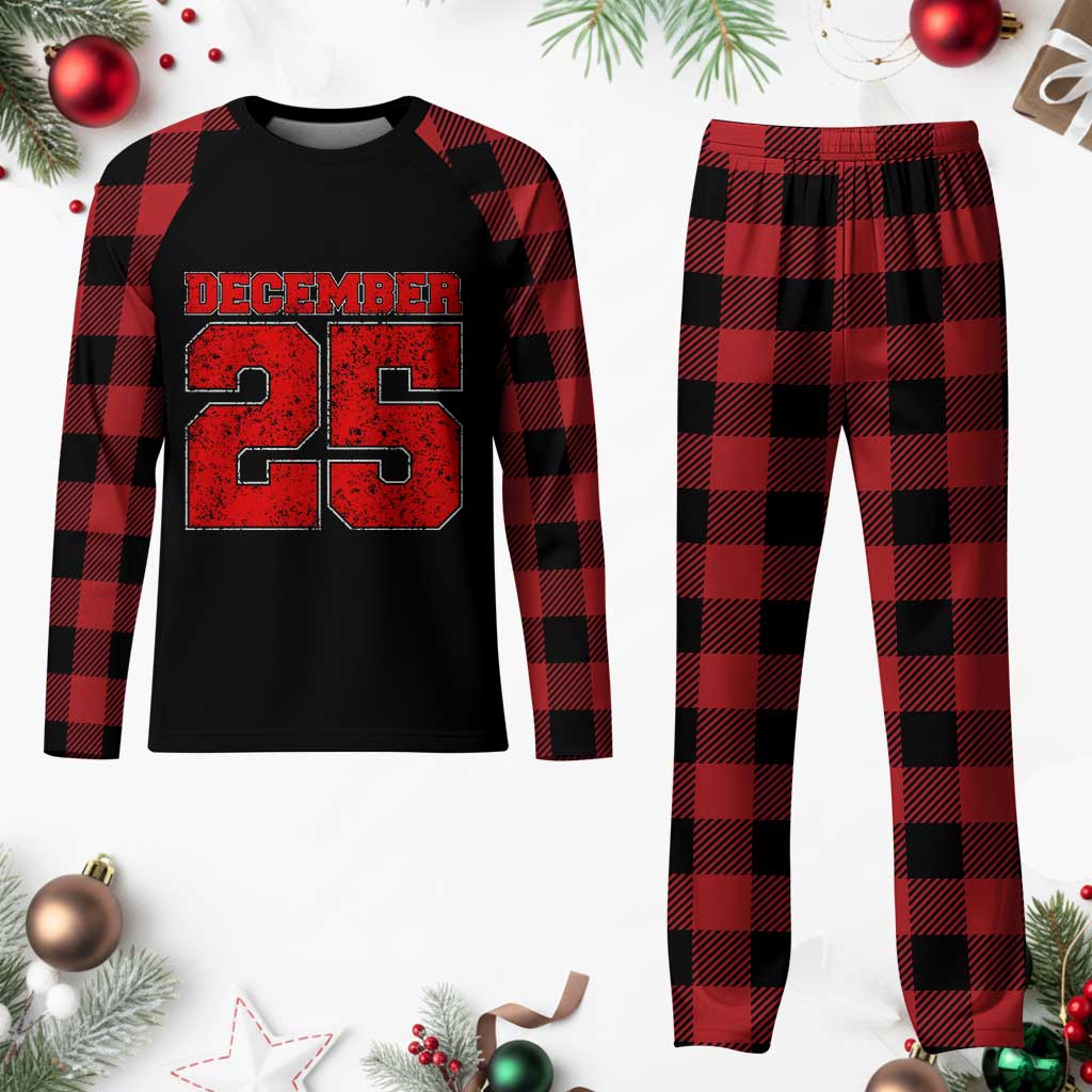 Retro December 25 Christmas Plaid Pajama Set Vintage Holiday - Wonder Print Shop