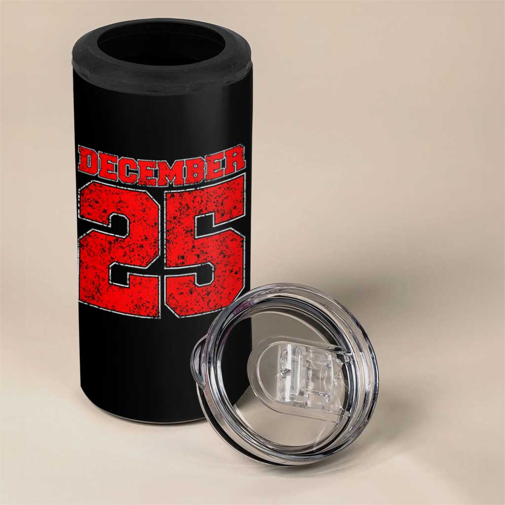 Retro December 25 Christmas 4 in 1 Can Cooler Tumbler Vintage Holiday - Wonder Print Shop