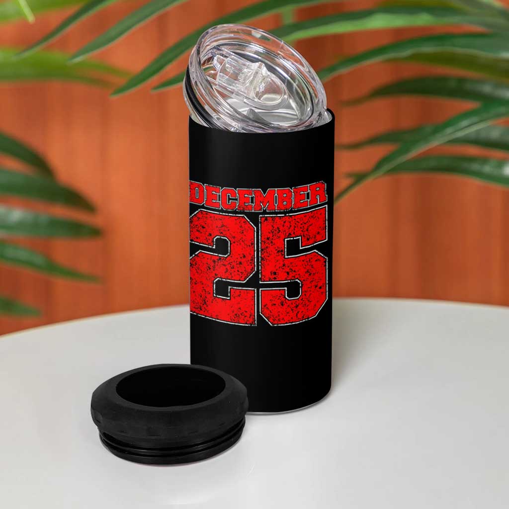 Retro December 25 Christmas 4 in 1 Can Cooler Tumbler Vintage Holiday - Wonder Print Shop