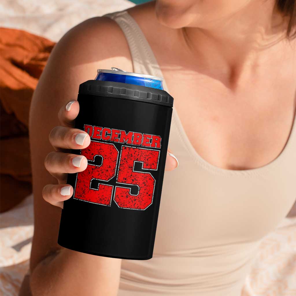 Retro December 25 Christmas 4 in 1 Can Cooler Tumbler Vintage Holiday - Wonder Print Shop
