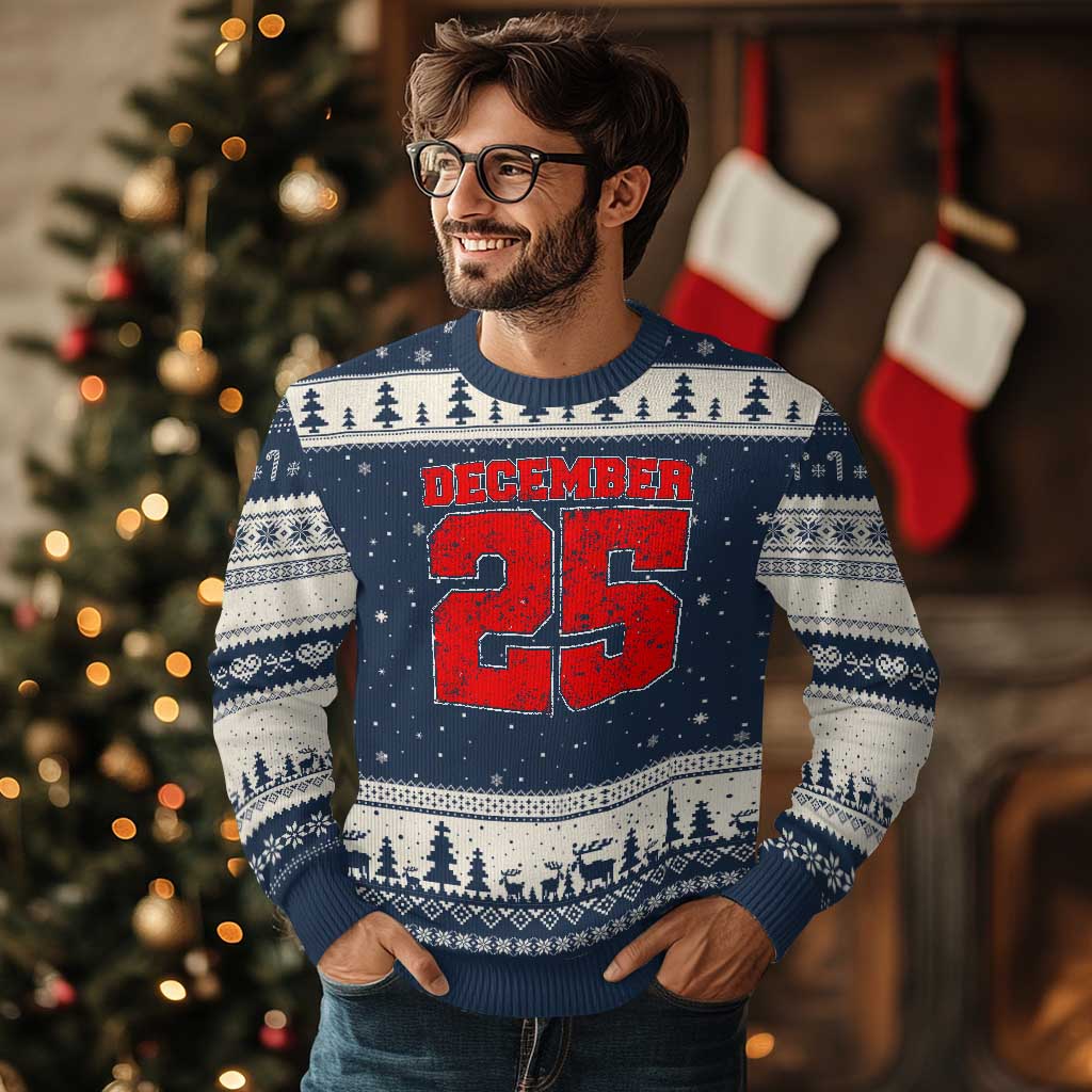 Retro December 25 Xmas Ugly Christmas Sweater Vintage Holiday - Wonder Print Shop