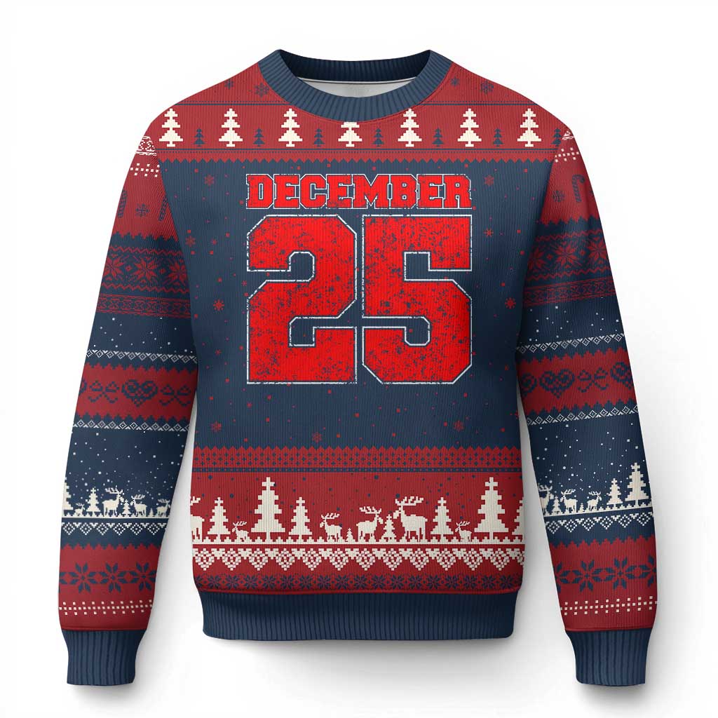 Retro December 25 Xmas Ugly Christmas Sweater Vintage Holiday - Wonder Print Shop