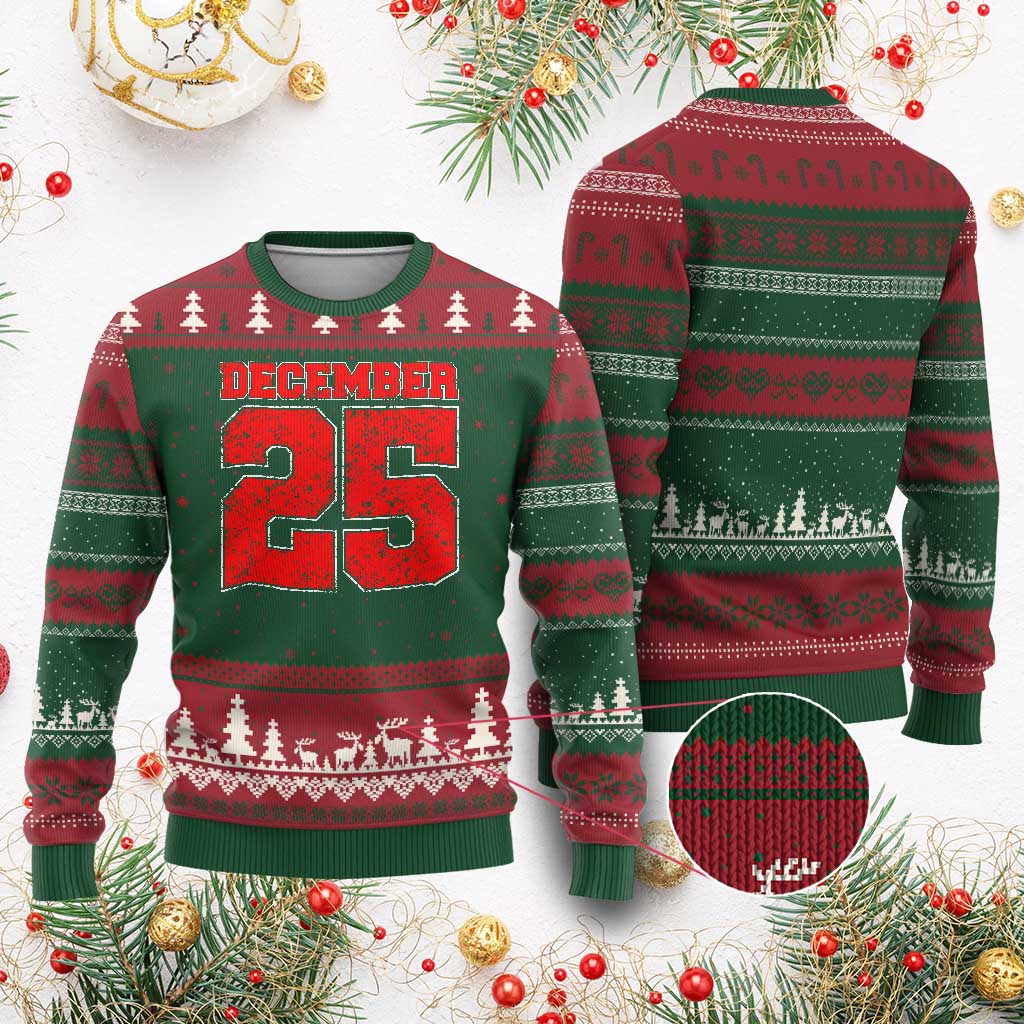 Retro December 25 Xmas Ugly Christmas Sweater Vintage Holiday - Wonder Print Shop