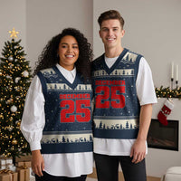 Retro December 25 Xmas V-Neck Knit Sweater Vest Vintage Holiday - Wonder Print Shop