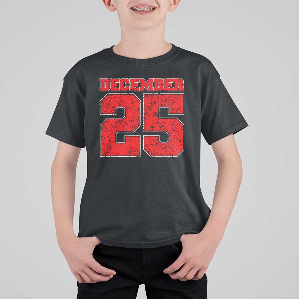 Retro December 25 Christmas T Shirt For Kid Vintage Holiday - Wonder Print Shop