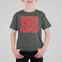 Retro December 25 Christmas T Shirt For Kid Vintage Holiday - Wonder Print Shop