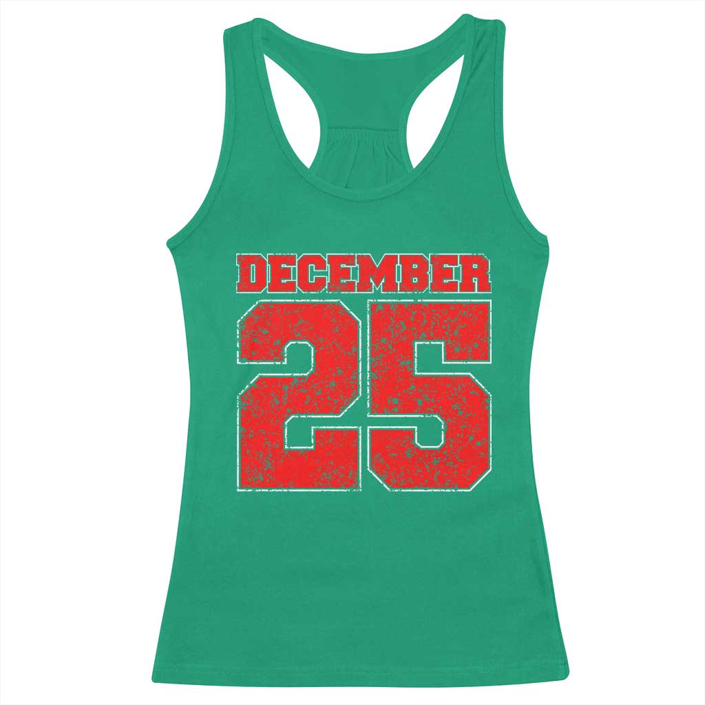 Retro December 25 Christmas Racerback Tank Top Vintage Holiday - Wonder Print Shop