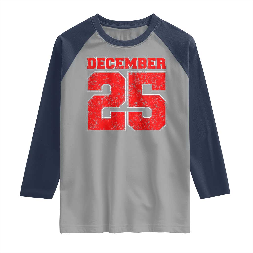 Retro December 25 Christmas Raglan Shirt Vintage Holiday - Wonder Print Shop