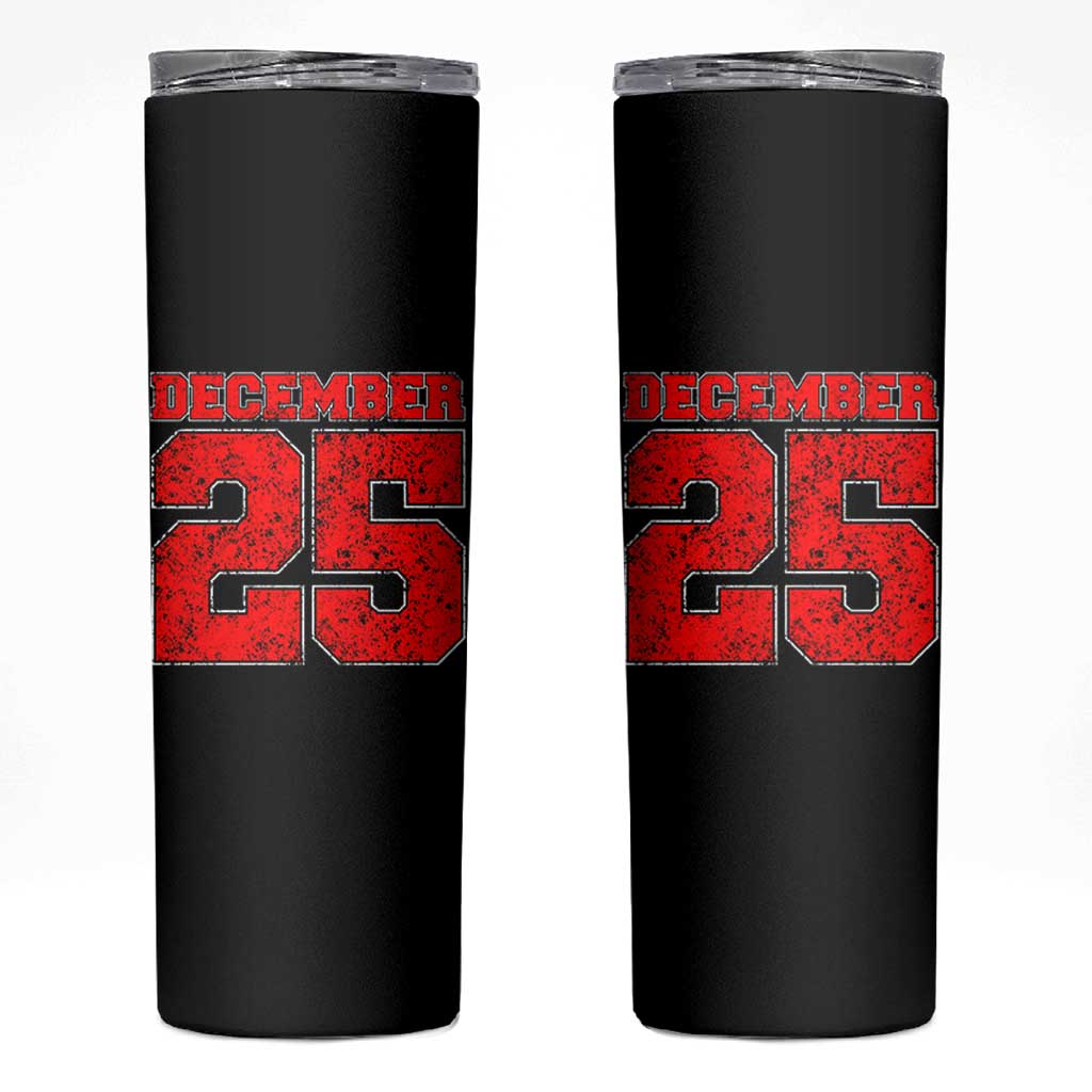 Retro December 25 Christmas Skinny Tumbler Vintage Holiday - Wonder Print Shop